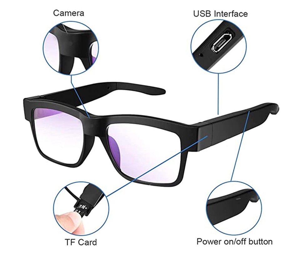 वाई-फाई जासूसी चश्मे में छिपा कैमरा स्मार्टफोन पर लाइव प्रसारण